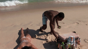 Two nasty bitches share black dude from beach adult porn video
